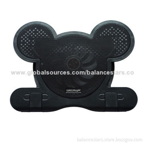 Micky-Style Laptop Cooling Pad, Height Adjustable with 140mm Fan, Black